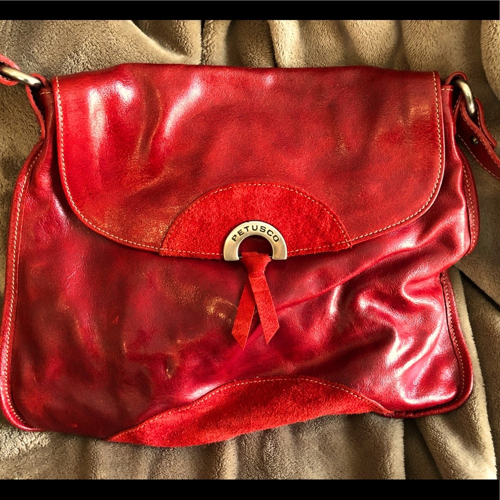 Red leather & Suede Petusco purse